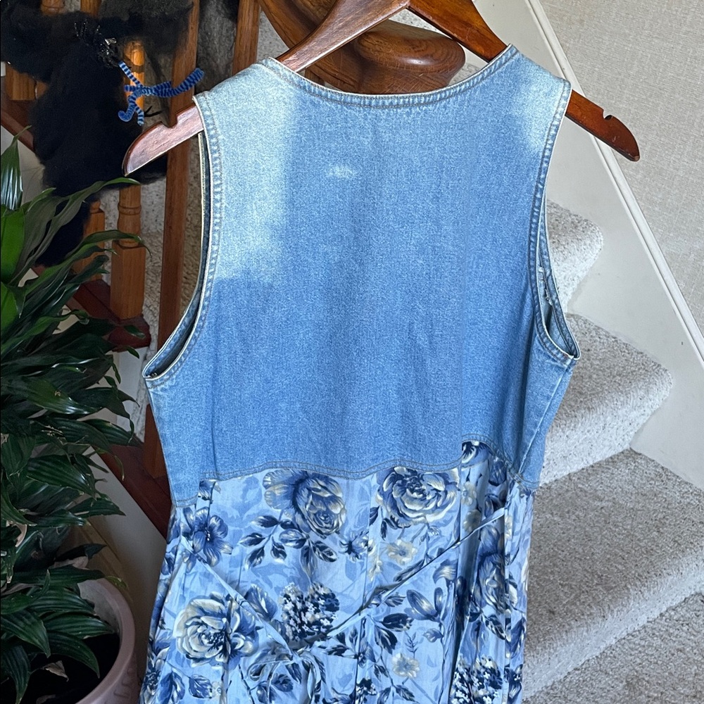 California Concepts Vintage Blue Floral Maxi Denim y2k 90s Maxi Dress - Picture 6 of 11